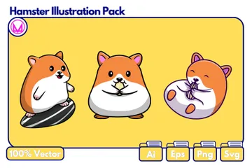 Hamster avec des graines de tournesol Pack d'Illustrations