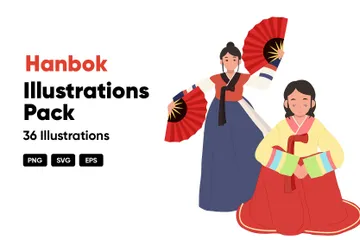 Hanboks Pacote de Ilustrações