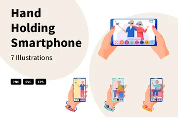 Hand Holding Smartphone Illustration Pack