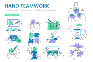 Hand Teamwork Illustration Pack