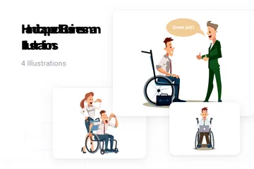 Handicapped Businessman Illustration Pack