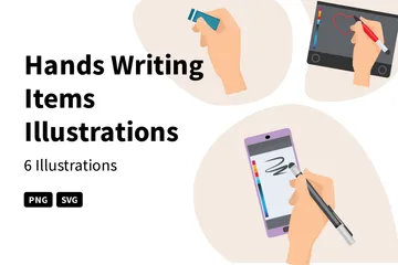 Hands Writing Items Illustration Pack
