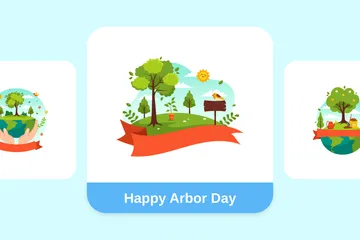 Happy Arbor Day Illustration Pack