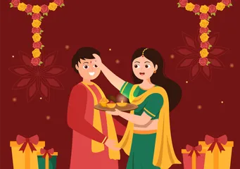 Fröhliches Bhai Dooj Illustrationspack