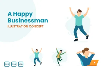 Happy Businessman Illustration Pack
