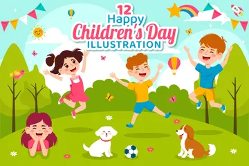 Happy Children Day Illustration Pack