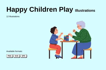 Happy Children Play Illustration Pack