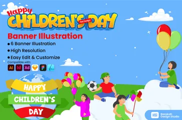 Happy Children's Day 2 Illustration Pack