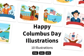 Happy Columbus Day Illustration Pack