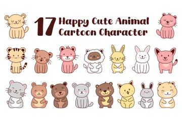 Happy Cute Animal Illustration Pack