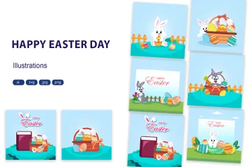 Happy Easter Day Illustration Pack
