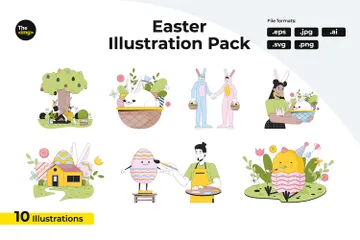 Happy Easter Illustration Pack