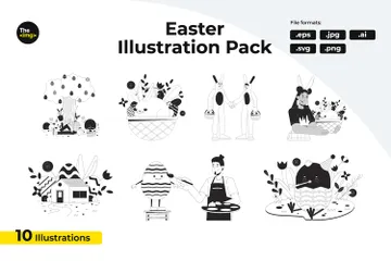 Happy Easter Illustration Pack