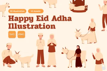 Happy Eid Adha Illustration Pack