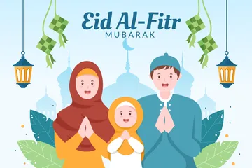 Happy Eid Al-Fitr Mubarak Illustration Pack