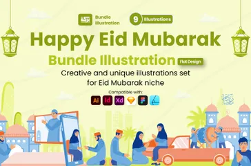 Happy Eid Mubarak Illustration Pack