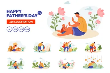 Happy Fathers Day Illustration Pack