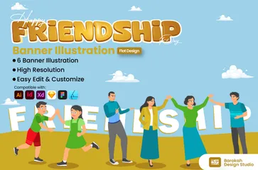 Happy Friendship Day Illustration Pack