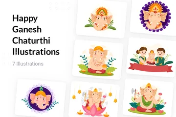Happy Ganesh Chaturthi Illustration Pack