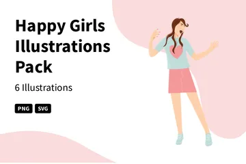 Happy Girls Illustration Pack