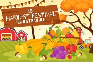 Happy Harvest Festival Illustration Illustration Pack