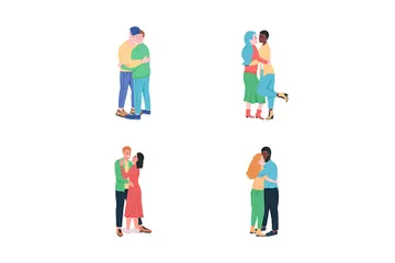 Happy Hugging Couples Illustration Pack