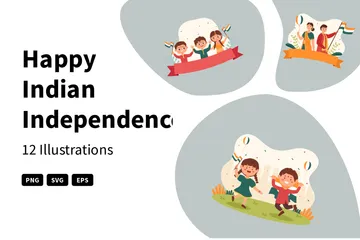 Happy Indian Independence Day Illustration Pack