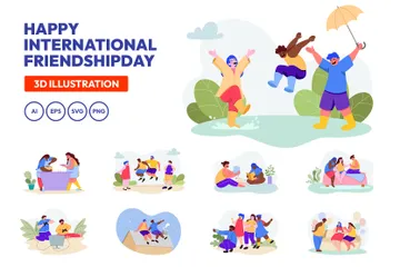 Happy International Friendship Day Illustration Pack