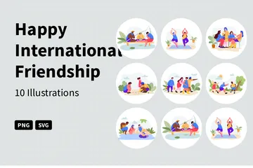 Happy International Friendship Day Illustration Pack