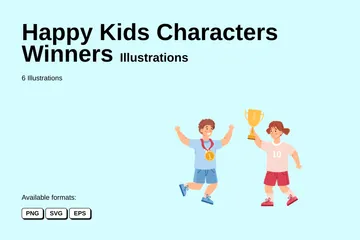 Happy Kids Characters Winners Illustration Pack