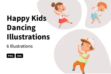 Happy Kids Dancing Illustration Pack