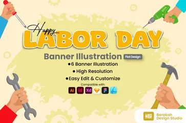 Happy Labor Day Illustration Pack