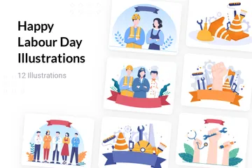 Happy Labour  Day Illustration Pack