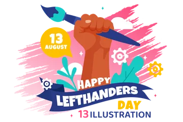 Happy Left Handers Day Illustration Pack