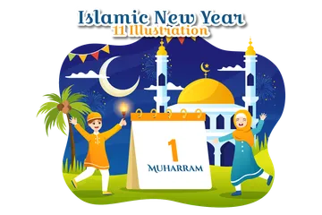 Happy Muharram Illustration Pack