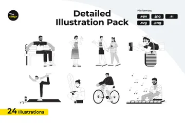 Happy Multiracial Adults Illustration Pack