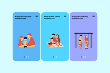 Happy Muslim Family Illustration Pack