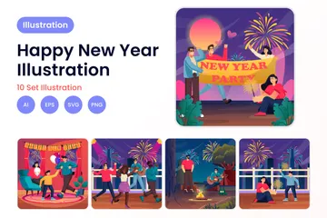 Happy New Year Illustration Pack