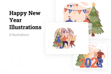 Happy New Year Illustration Pack