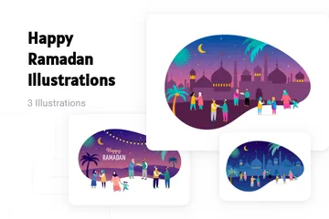 Happy Ramadan Illustration Pack