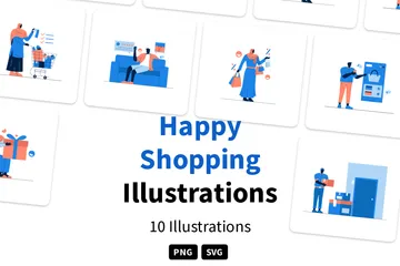 Happy Shopping Illustration Pack
