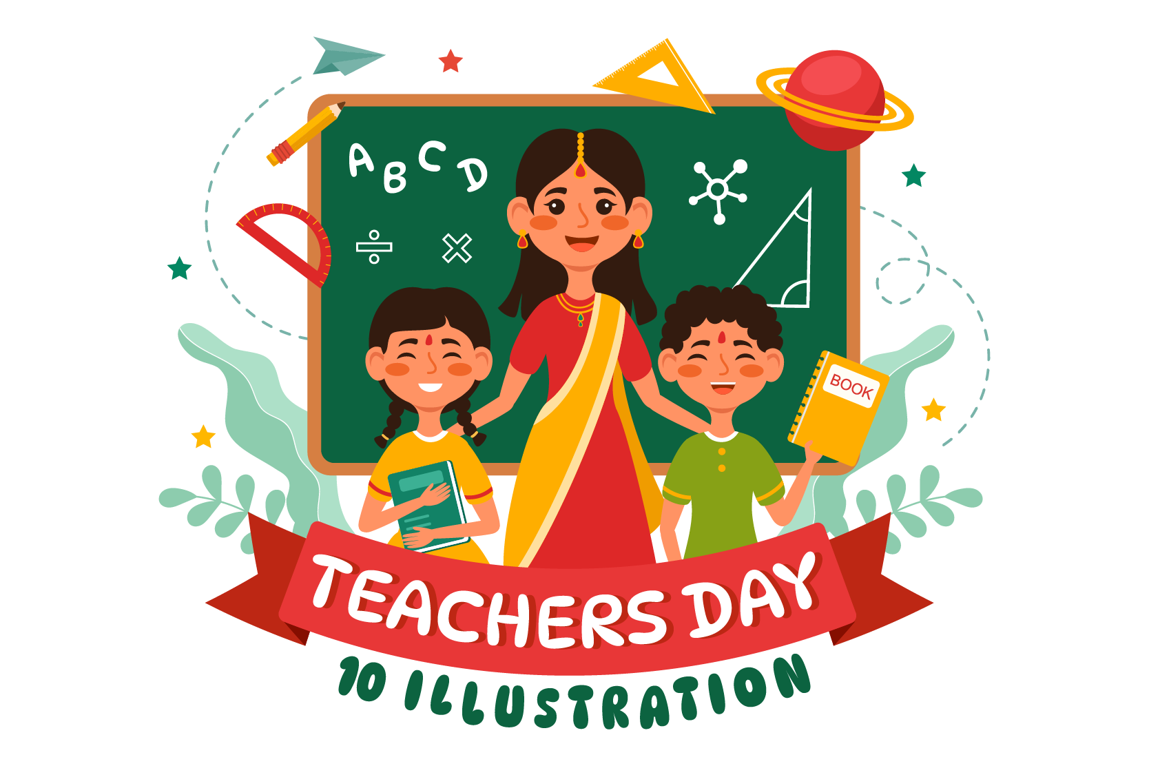 Premium Happy Teacher Day In India Illustration pack from School