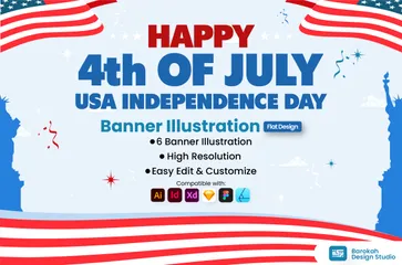 Happy USA Independence Day Illustration Pack