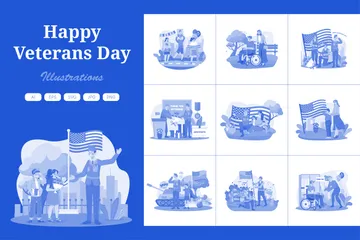 Happy Veterans Day Illustration Pack