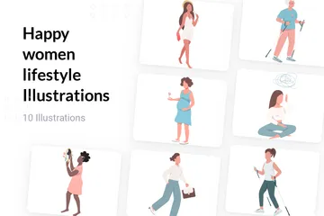 Happy Women Lifestyle Illustration Pack