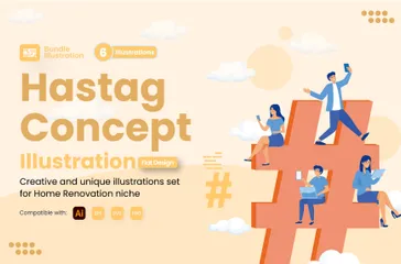 Hashtag Concept Illustration Pack