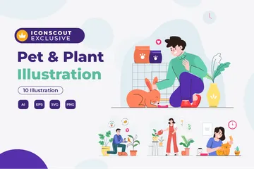Haustiere & Pflanzen Illustrationspack