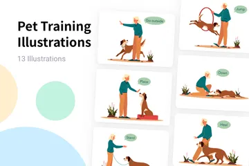 Haustiertraining Illustrationspack