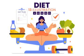 Healthy Diet Plan Illustration Pack