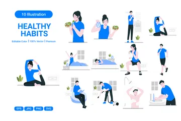 Healthy Habits Illustration Pack